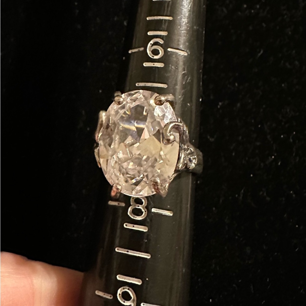 Israel 925‎ Sterling Silver & Crystal Ring Brutalist Floral Setting Sz 7.75 - Picture 5 of 10